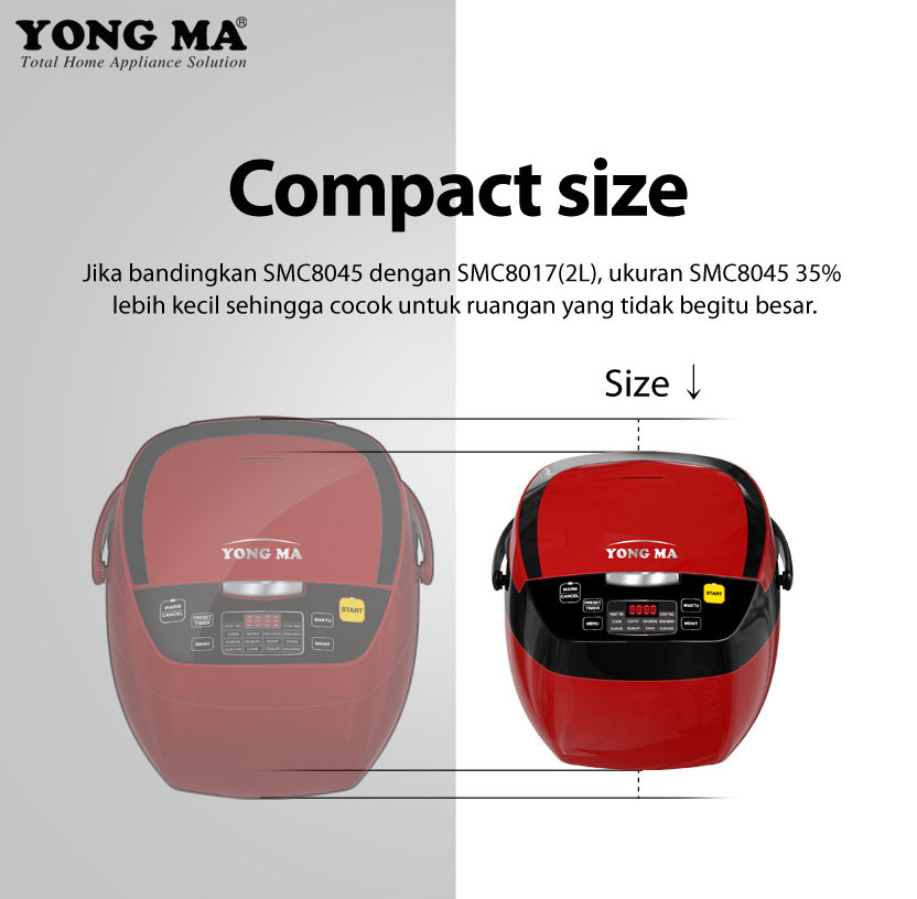 Yong Ma Digital Rice Cooker 1.3L - SMC8045 | SMC 8045 Merah
